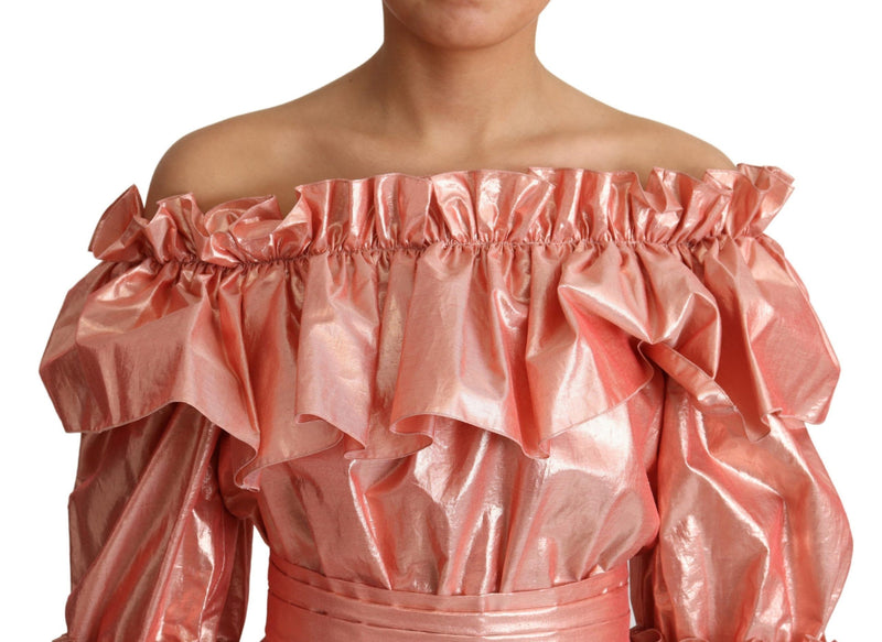 Rosa Metallic Ruffled Kleid Eleganz