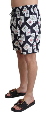 Multicolor Card Deck Printed Swim Trunks