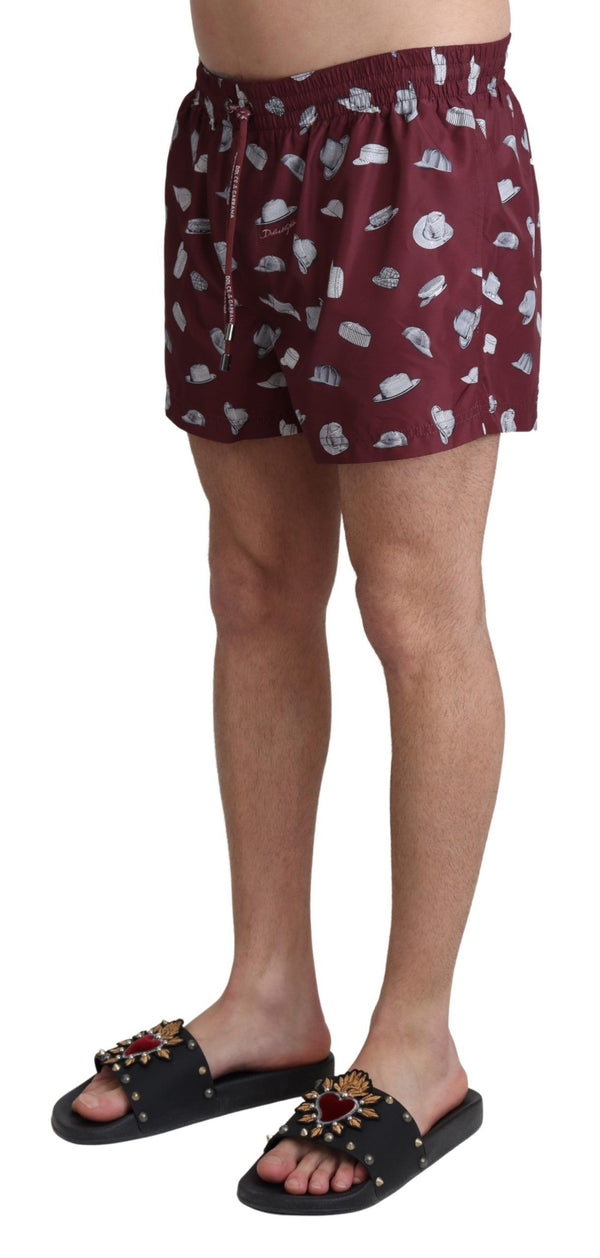 Maroon Elegance Men's Swimming Trunks