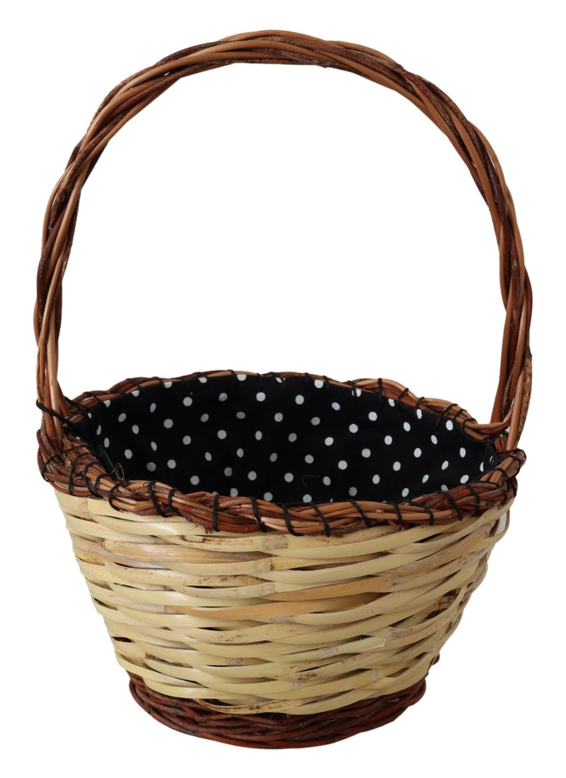 Chic Beige Wicker Basket Tasche