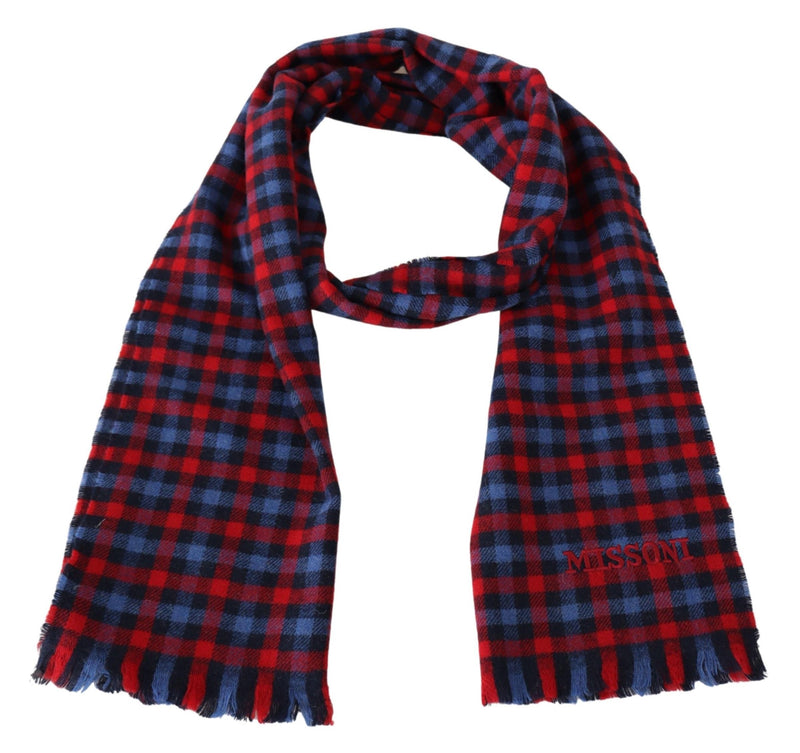 Chic Check Pattern Wool Scarf με λογότυπο κέντημα