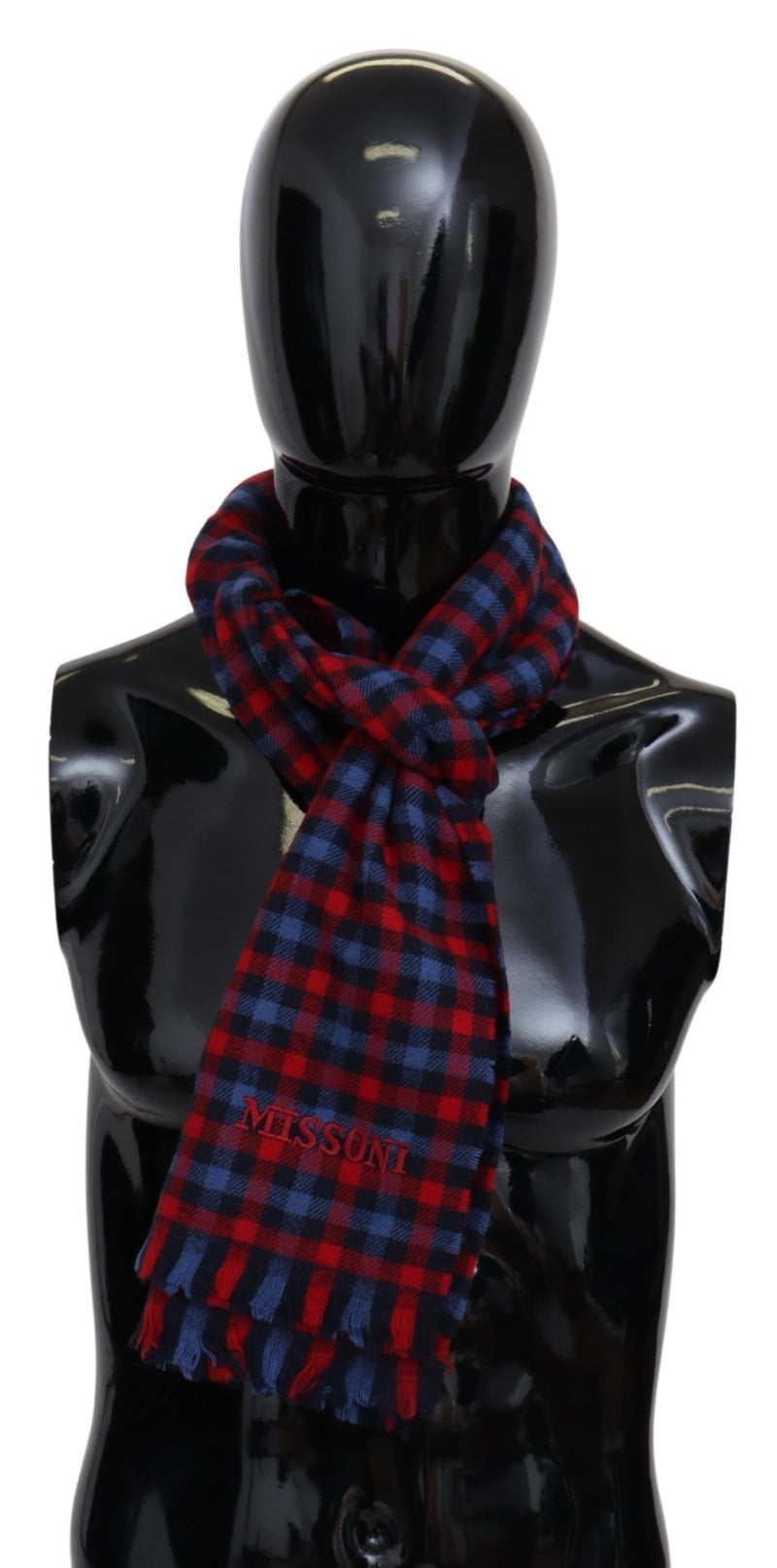 Chic Check Pattern Wool Scarf με λογότυπο κέντημα