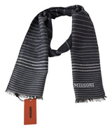 Elegant Wool-Silk Striped Scarf