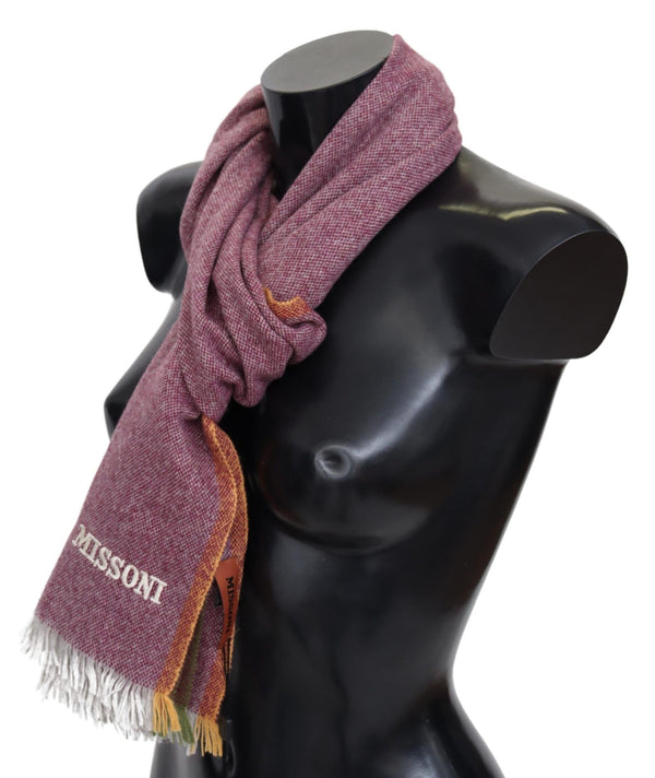 Chic Maroon Cashmere Scarf avec broderie de logo