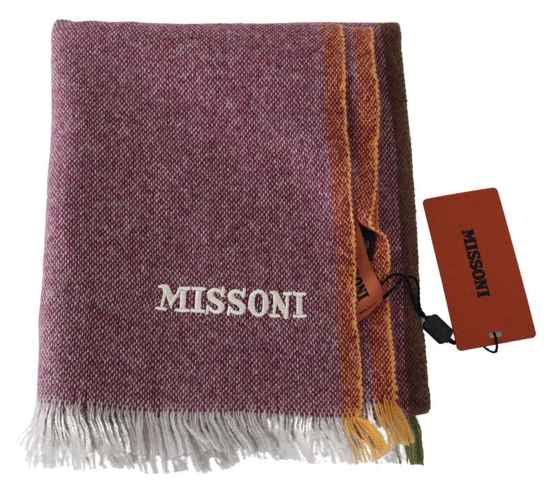 Chic Maroon Cashmere Scarf with Logo Embroidery