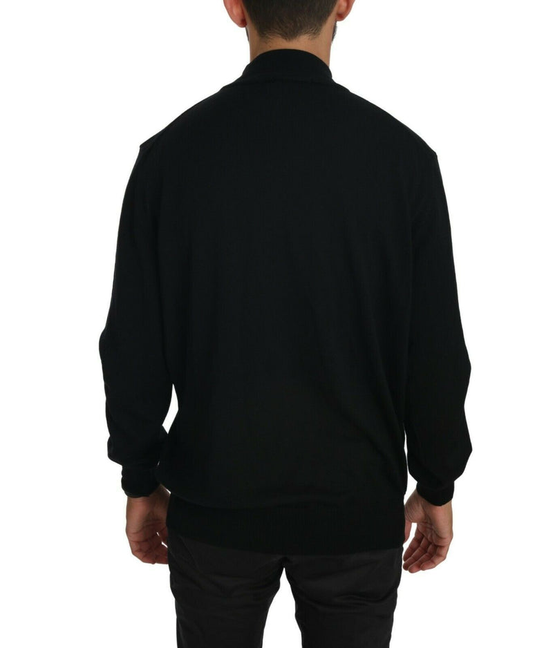 Elegante maglione pullover di lana vergine nera