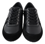 Elegante schwarze Ledersport -Turnschuhe