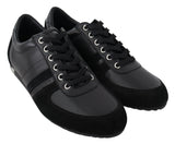 Elegante schwarze Ledersport -Turnschuhe