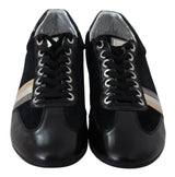 Elegante schwarze Ledersport -Turnschuhe