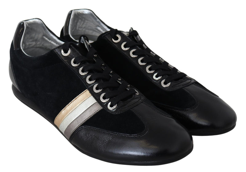 Elegante schwarze Ledersport -Turnschuhe