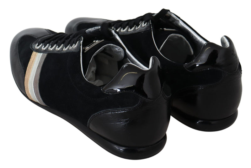 Elegante schwarze Ledersport -Turnschuhe