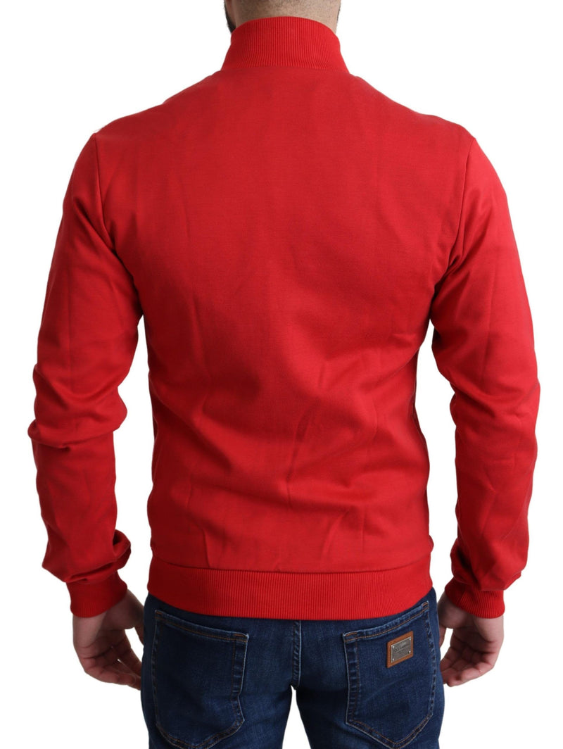 Chic Red Turtle Neck Zip Cardigan πουλόβερ