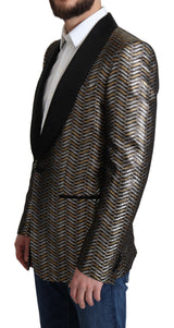 Elegante giacca blazer jacquard slim metallica