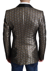 Elegante Metallic Jacquard Slim Blazerjacke