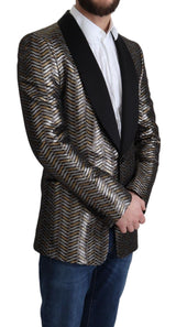 Elegante Metallic Jacquard Slim Blazerjacke