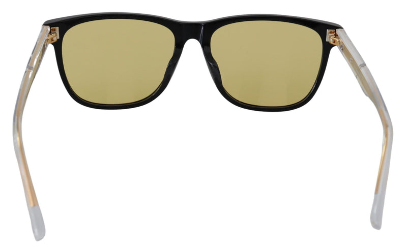 Schicke schwarze Acetat -Sonnenbrille mit gelben Objektiven