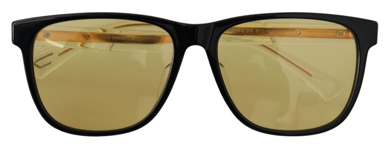 Schicke schwarze Acetat -Sonnenbrille mit gelben Objektiven