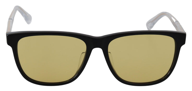 Schicke schwarze Acetat -Sonnenbrille mit gelben Objektiven