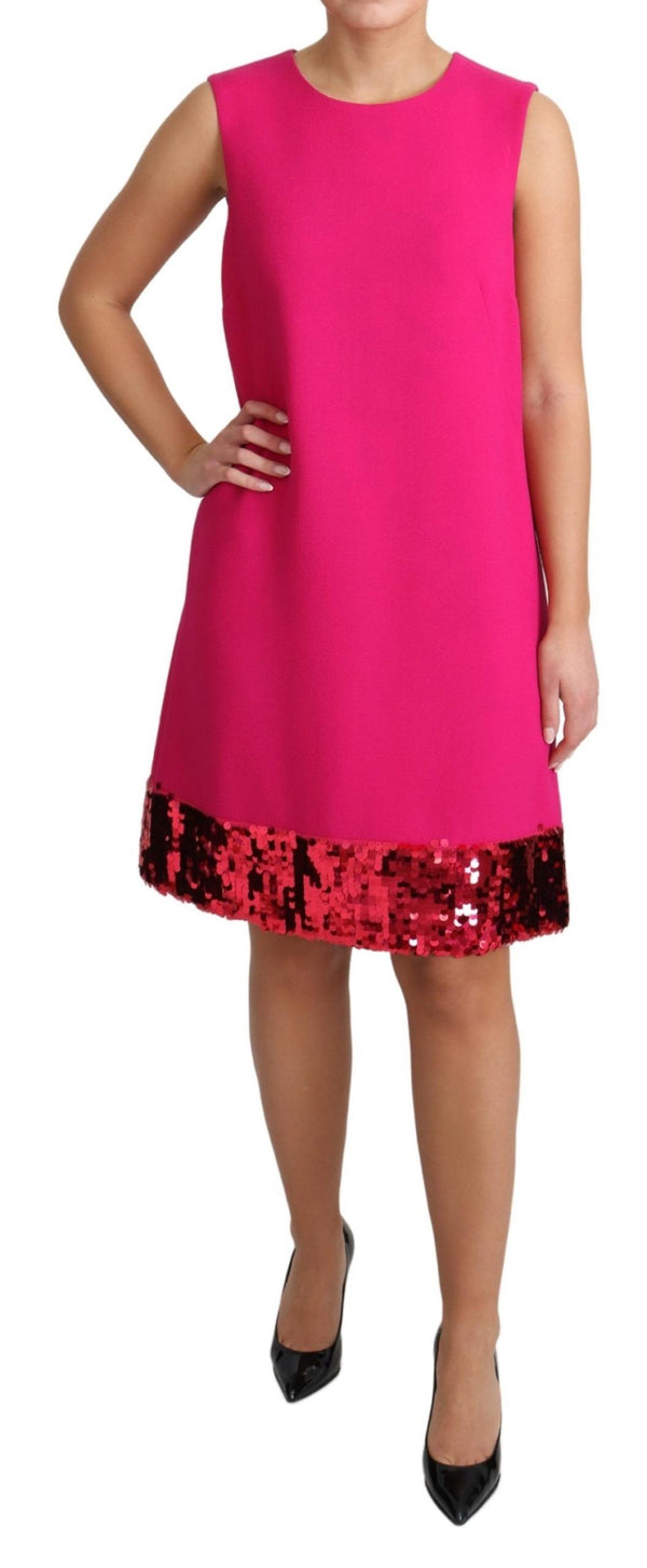 Élégant robe de quart de mélange de laine à paillettes fuchsia à paillettes