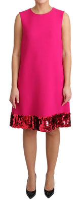 Elegant Fuchsia Paillettenwolle Wollmischungsschichtkleid