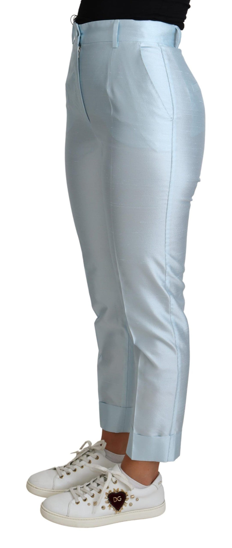 Elegantes pantalones de seda de cintura alta