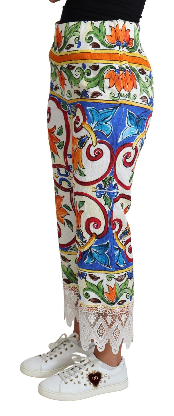 Pantaloni ritagliati in vita alta majolica