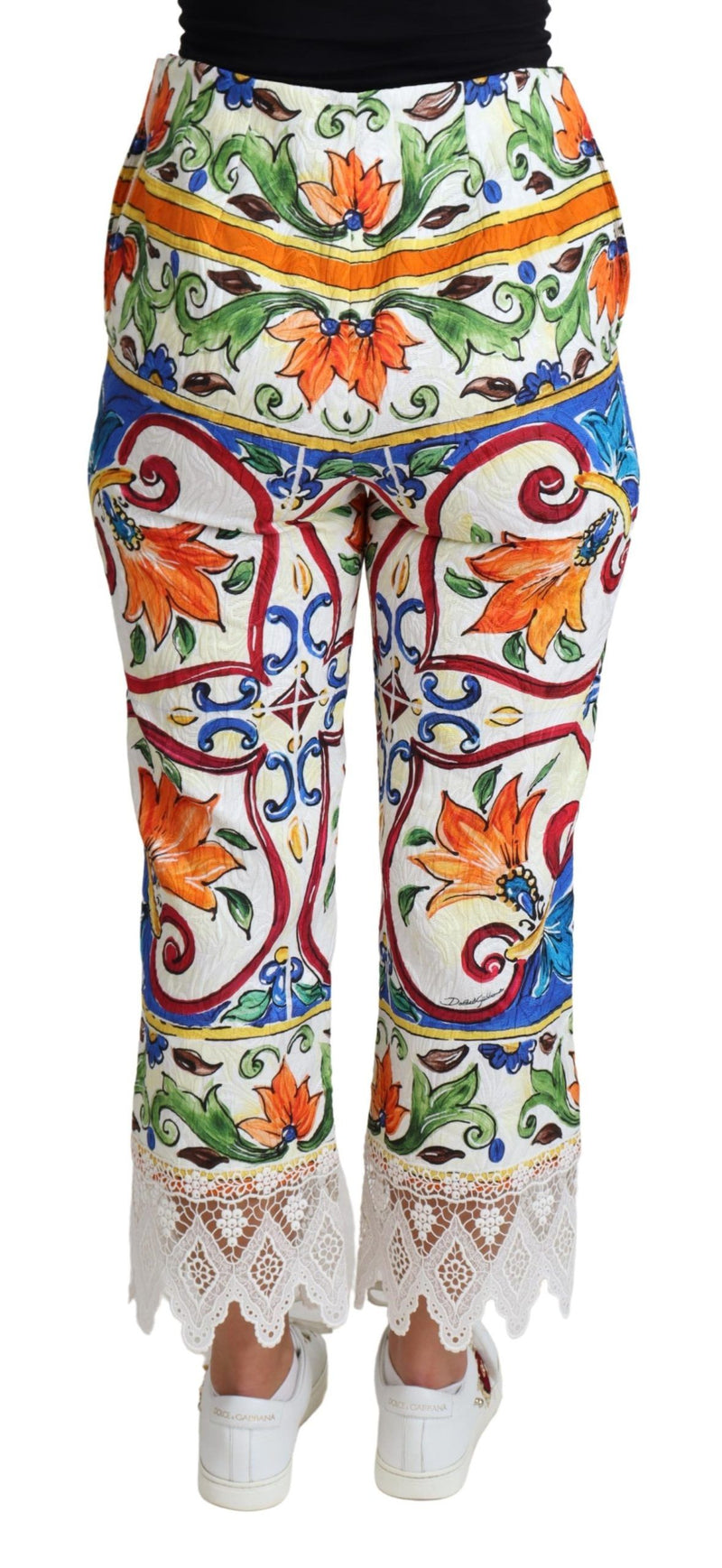 Pantaloni ritagliati in vita alta majolica