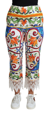 Pantaloni ritagliati in vita alta majolica