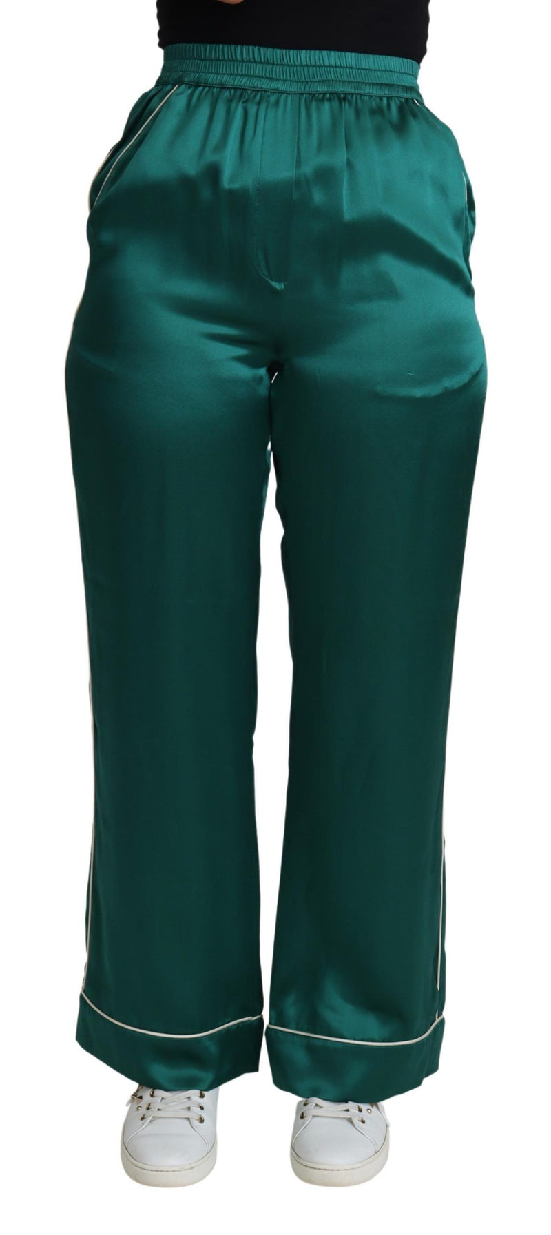 Pantalon de pyjama en soie exquis en vert luxuriant