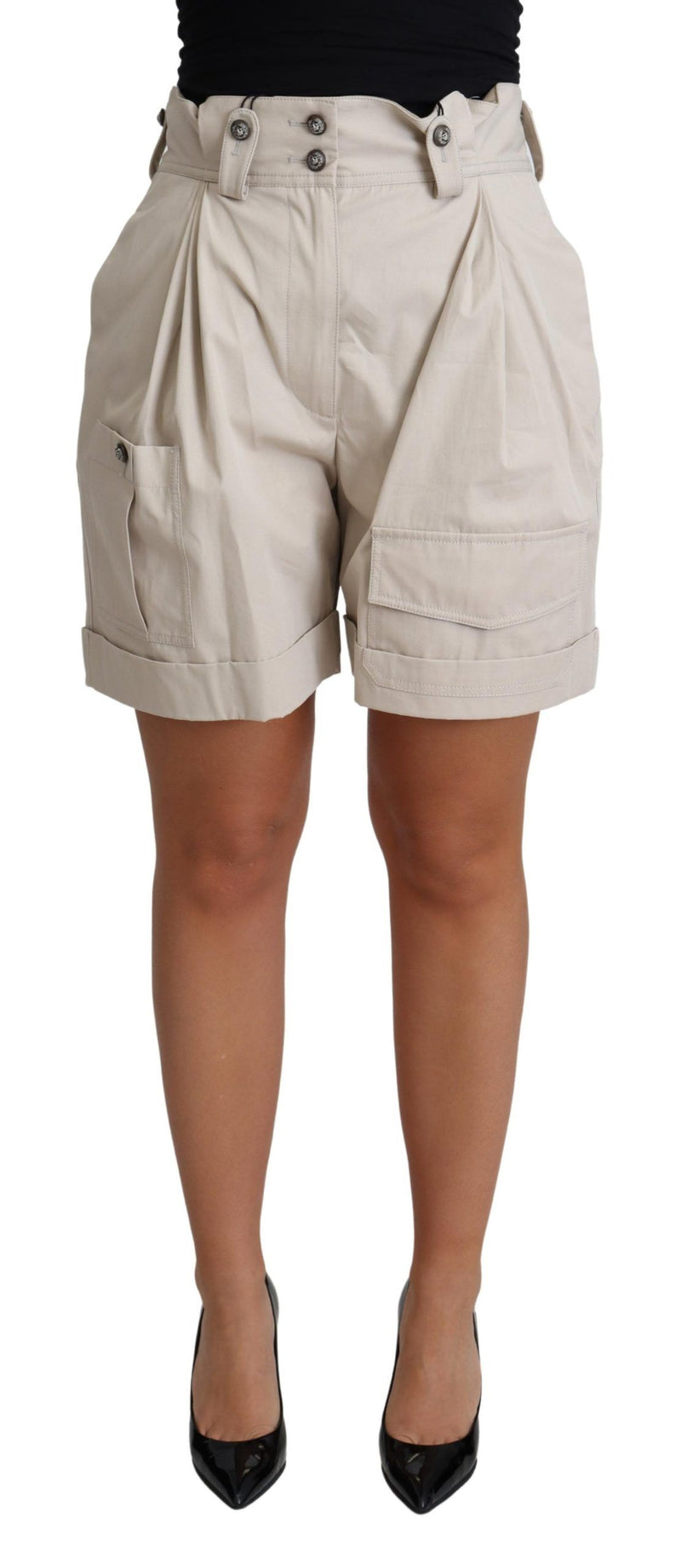 Shorts plissés à taille haute et à la taille