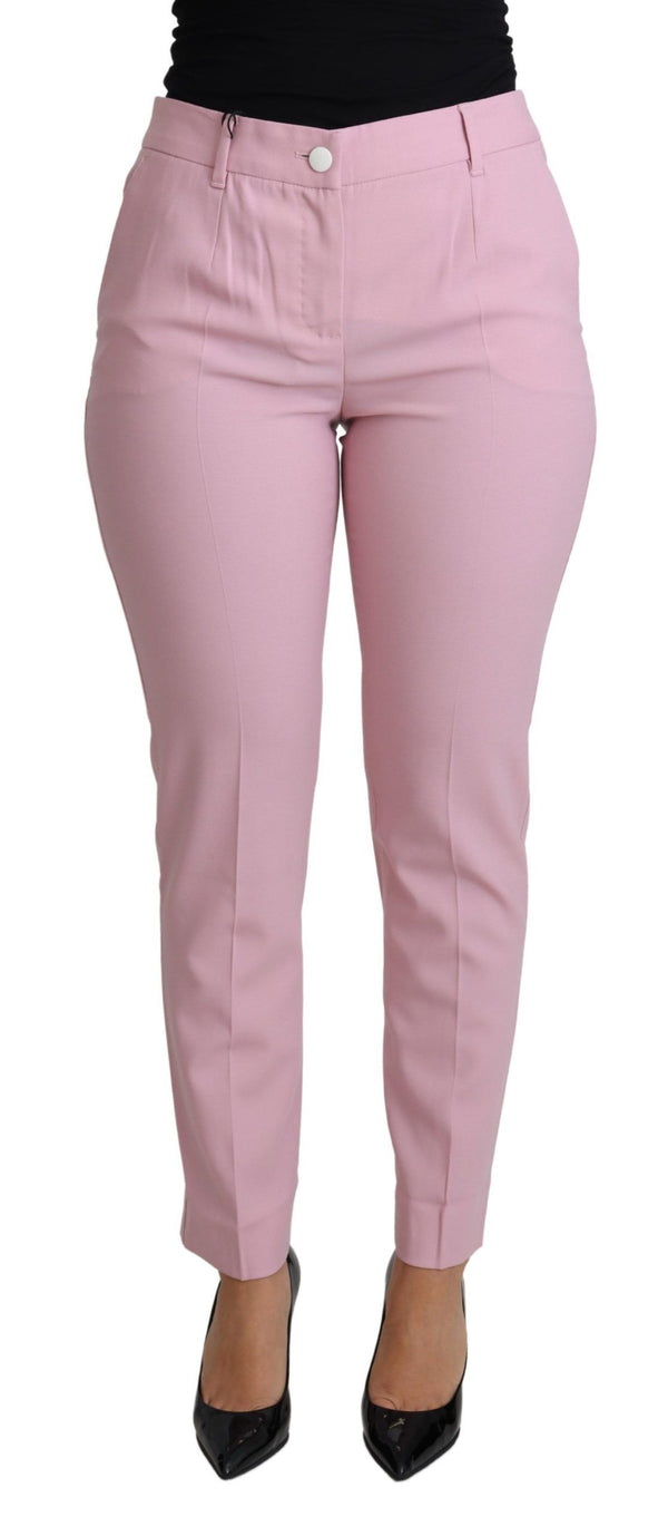 Elegante rosa hoch taillierte Wollhose