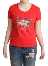 T-shirt en coton rouge chic avec imprimé ludique