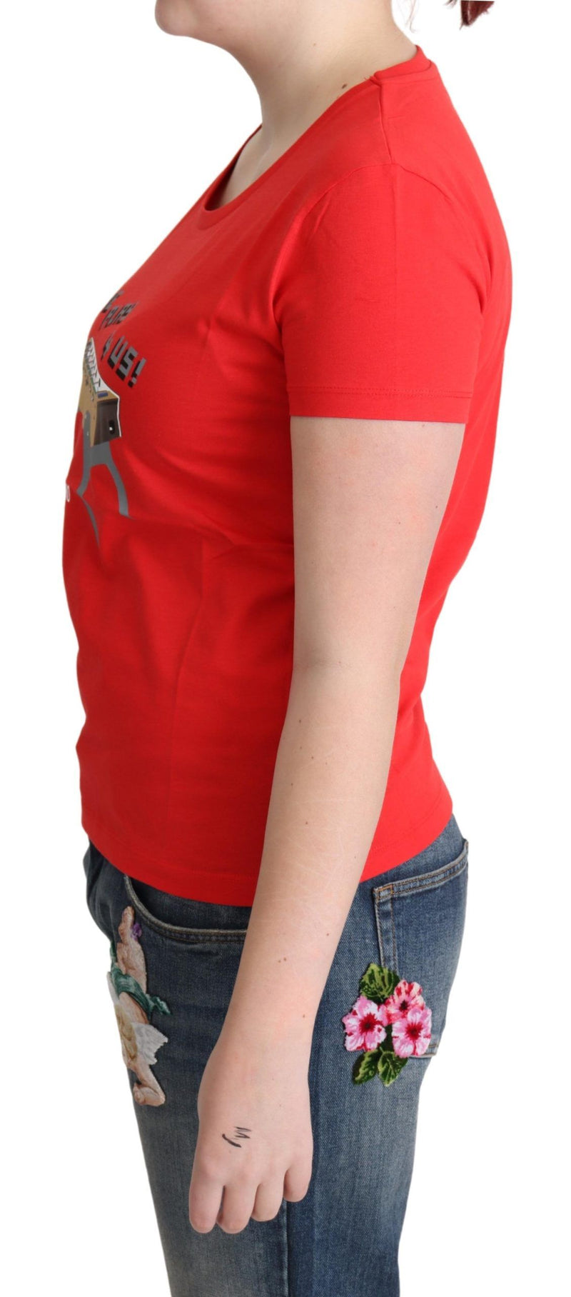 T-shirt en coton rouge chic avec imprimé ludique