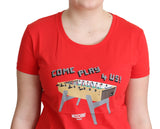 T-shirt en coton rouge chic avec imprimé ludique