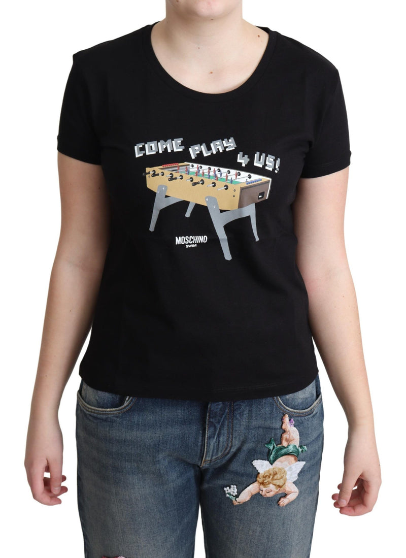 T-shirt en coton noir chic avec imprimé ludique