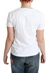 Chic White Baumwoll -T -Shirt mit legendärem Druck