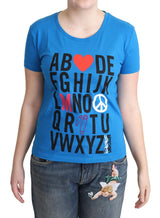 T-shirt en coton chic alphabet en bleu