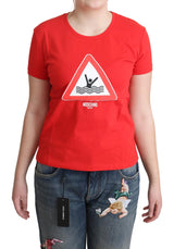 Chic Red Graphic Cotton T -Shirt