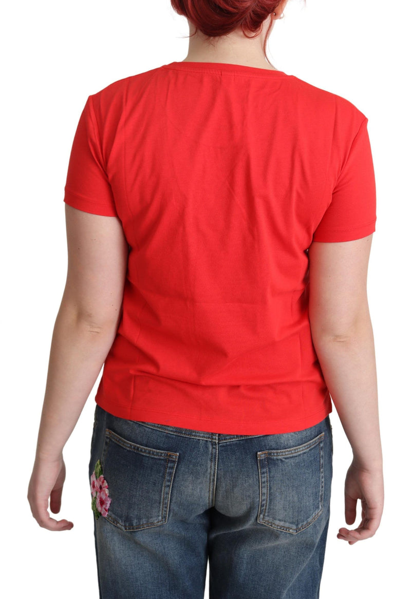 Chic Red Graphic Cotton T -Shirt