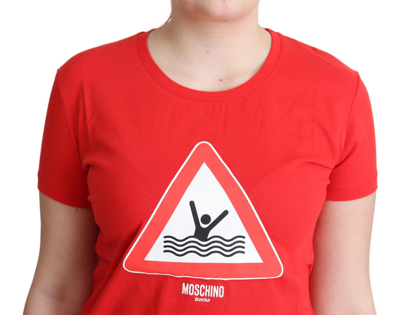 T-shirt en coton graphique rouge chic