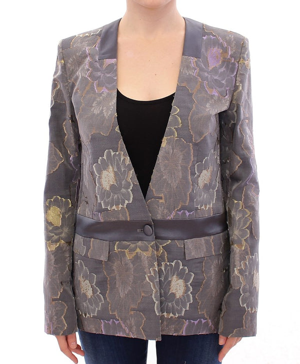 Chic Seidenblumen-Ein-Knopf-Blazer