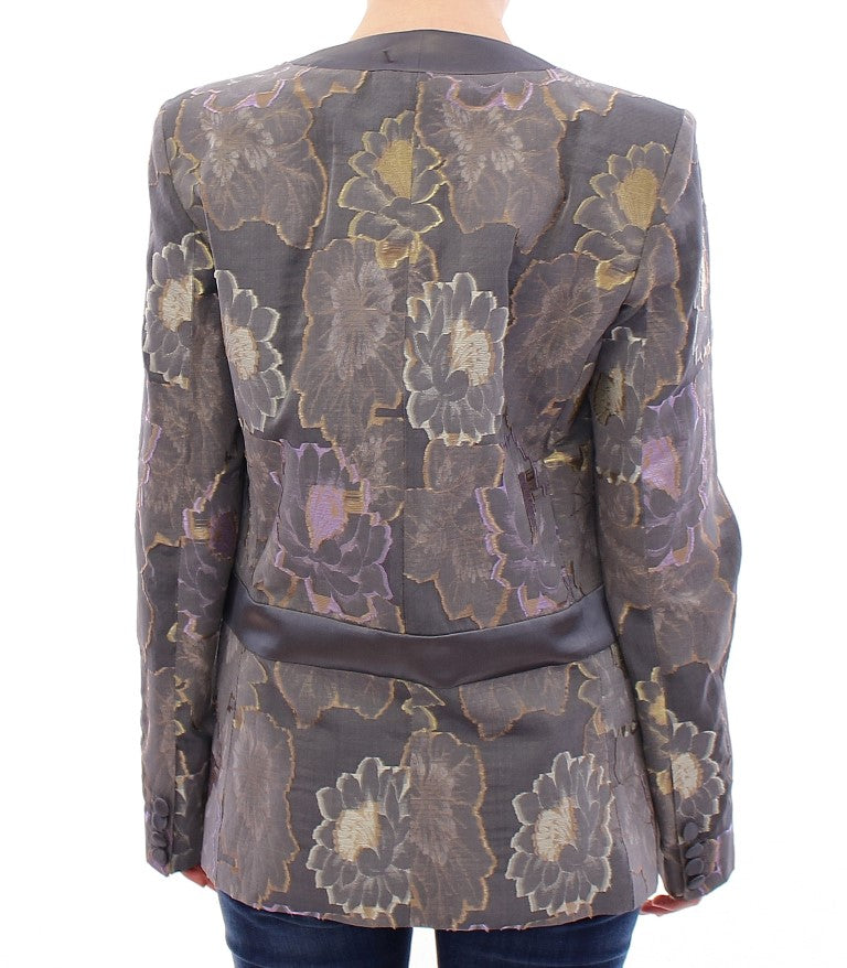 Blazer Chic Silk Floral One-Button