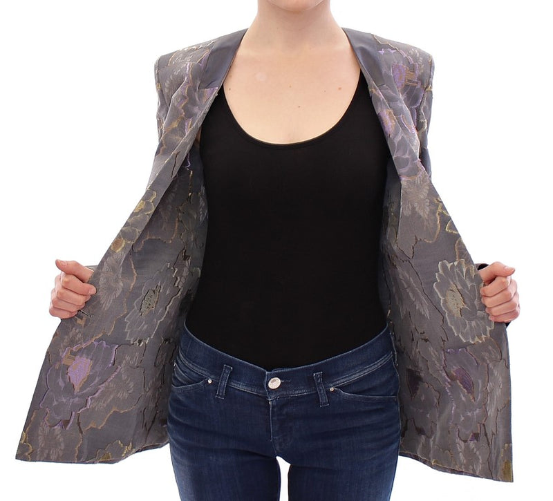 Blazer Chic Silk Floral One-Button