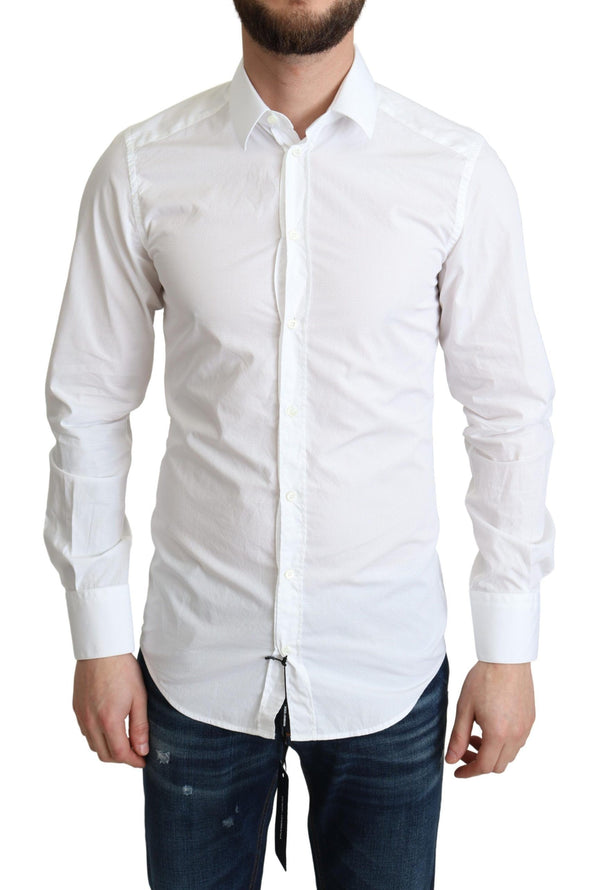 Elegante camicia di abito in cotone bianco