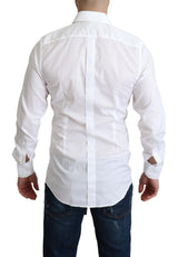 Elegante camisa de vestir de algodón blanco en forma