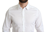 Elegant White Cotton Robe Shirt Slim Fit