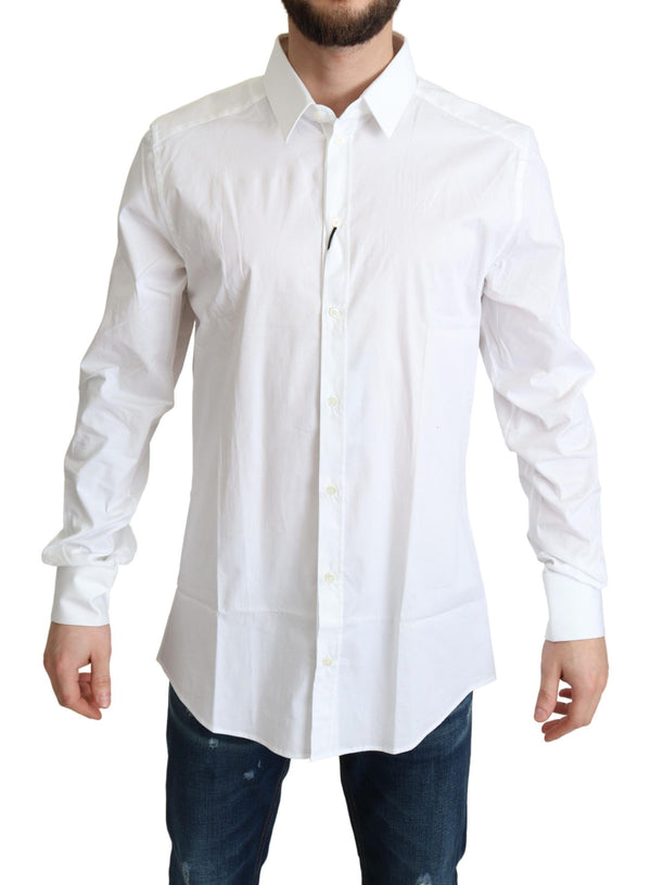 Elegante camisa de vestir de algodón blanco de algodón