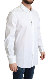 Elegante camisa de vestir de algodón blanco de algodón