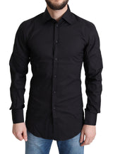 Elegant Black Gold Slim Fit Shirt