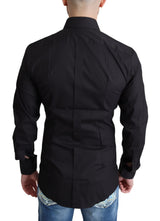 Elegant Black Gold Slim Fit Shirt